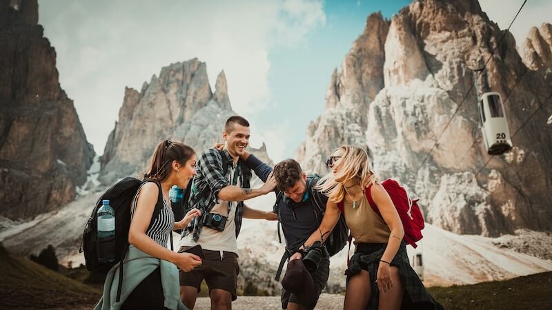 Hikers on a mountain trail